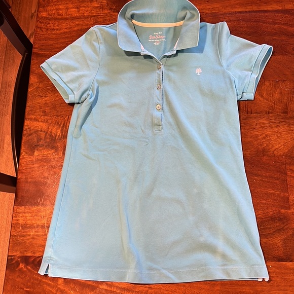 Lilly Pulitzer turquoise blue chic fit polo.Fit is flattering/a bit form fitting - Picture 5 of 5